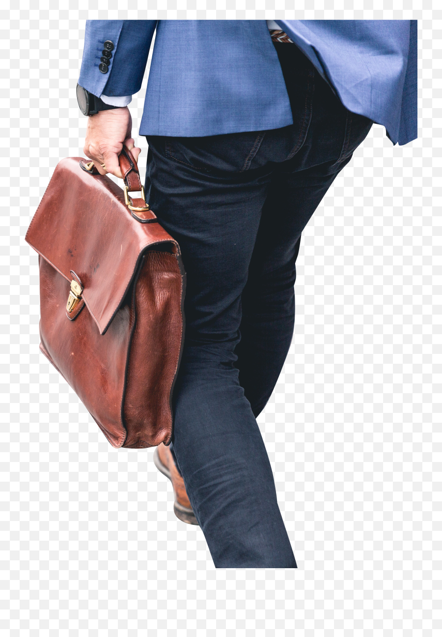 Man Brown Leather Bag Transparent - Man With Bag Png,Leather Png