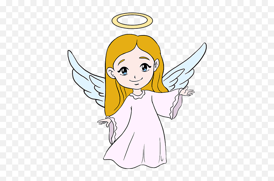 How To Draw An Angel In A Few Easy Steps Drawing Guides - Cartoon How To Draw A Angel Png,Angel Face Icon