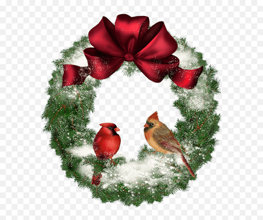 Christmas Wreath With Birds Transparent - Christmas Wreath With Birds Png,Christmas Reef Png