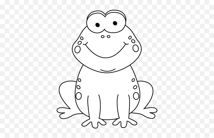 White Black And Cartoon Frog - Cute Clipart Black And White Frog Png,Frog Clipart Png