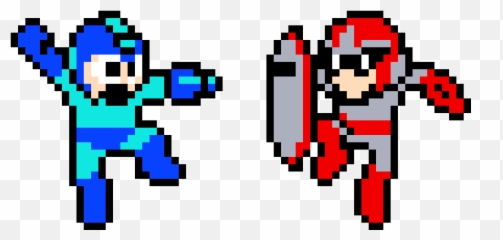 Download Megaman And Protoman - Man Pixel Jump Full Art Png