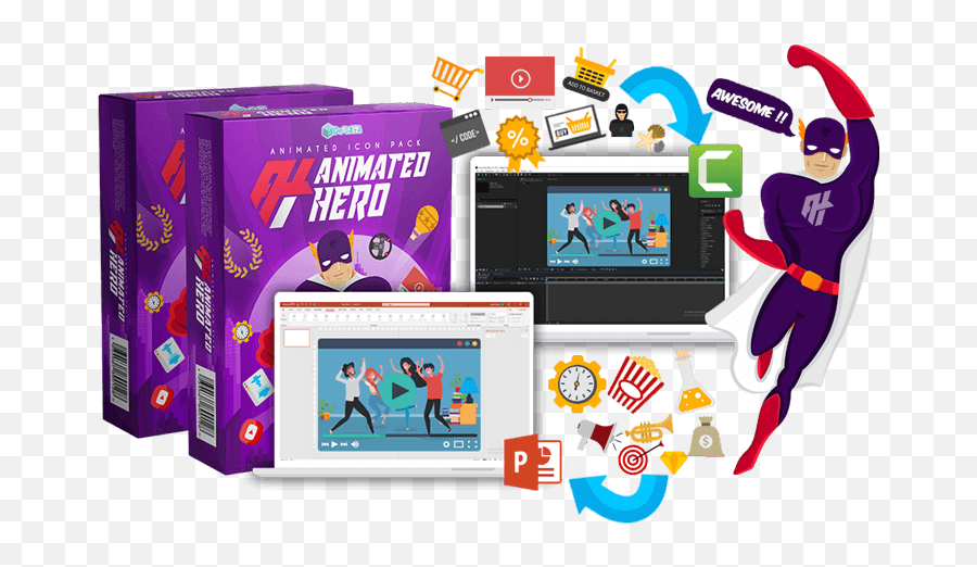 Animated Hero Review Bonus - 4800 Highquality Vector Microsoft Powerpoint Png,Animated Png