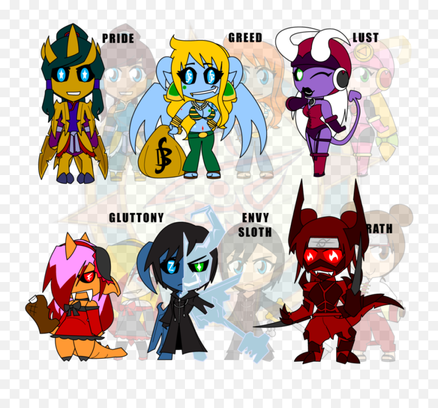 Download Assorted Chibis Au Demons - Seven Deadly Sins All 7 Deadly Sins Demon Png,Demons Png