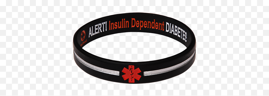 Diabetes Insulin Dependent - Black Stripe Reversible Medical Bracelet Solid Png,Black Stripe Png
