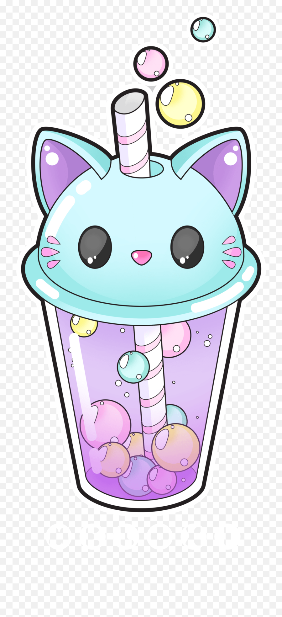 Kawaii Sticker Ddlg Wallpapers - Wallpaper Cave Cat Bubble Tea Png,Cute  Kawaii Shelf Icon Wallpappers - free transparent png images 