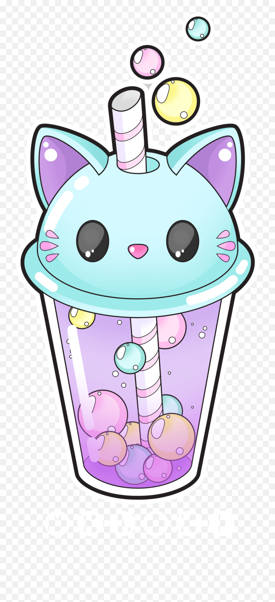 Kawaii Sticker Ddlg Wallpapers - Wallpaper Cave Cat Bubble Tea Png,Cute Kawaii Shelf Icon Wallpappers