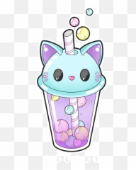 Kawaii Sticker Ddlg Wallpapers - Cave Cat Bubble Tea png