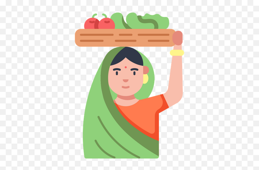Vegetable Vendor Icon Of Flat Style - Indian Vegetable Seller Clipart Png,Vegetable Icon Vector