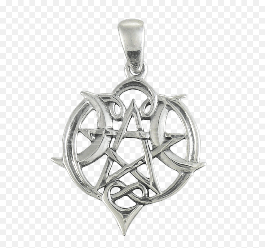 Small Silver Heart Pentacle Pendant - Pentacle Full Size Locket Png,Pentacle Png
