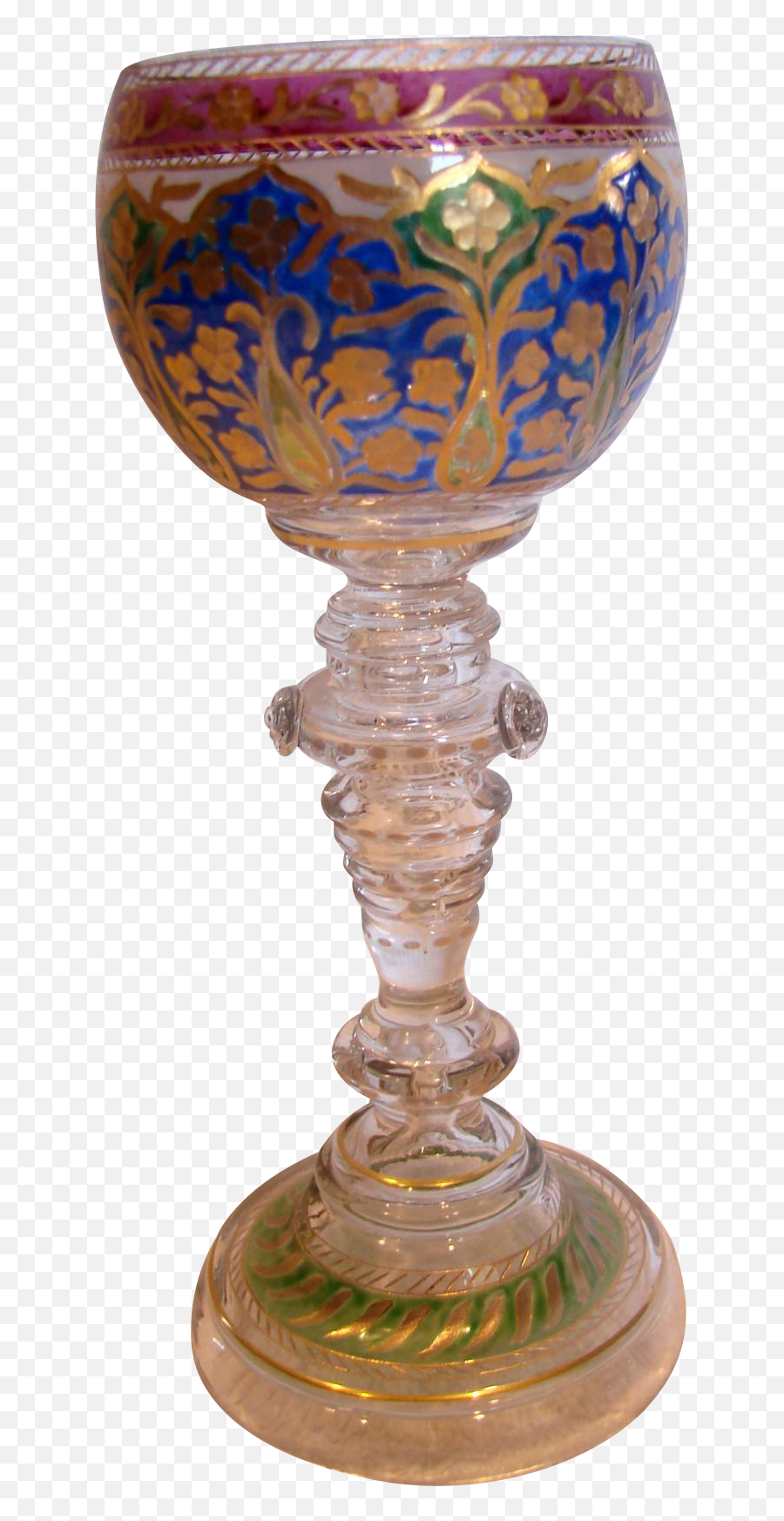 Download Hd Bohemian Czech Heckert Art Glass Wine Goblet 7 3 - Decorative Png,Goblet Png