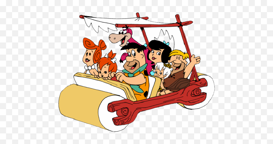 The Flintstones And Rubbles In Car - Flintstones In The Car Png,Flintstones Png