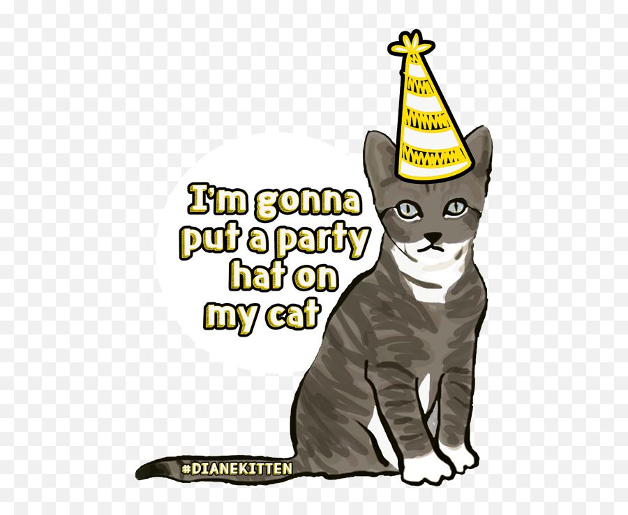 Party Hat Vinyl Sticker - Cat With Party Hat Transparent Png,Party Hat Transparent