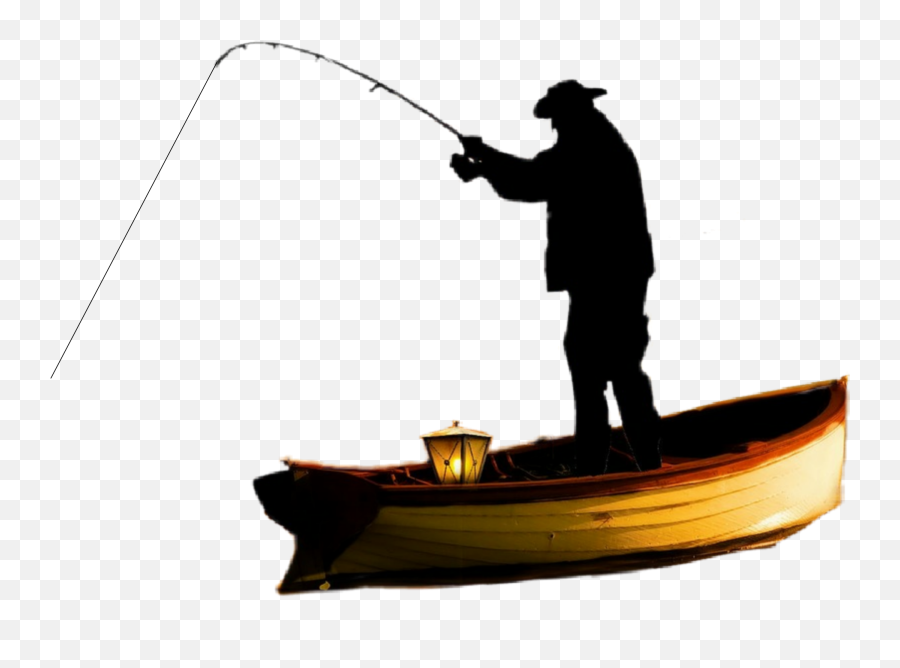 Fisherman Boat Silhouette Fishing - Man Fishing Boat Silhouette Png,Boat Silhouette Png
