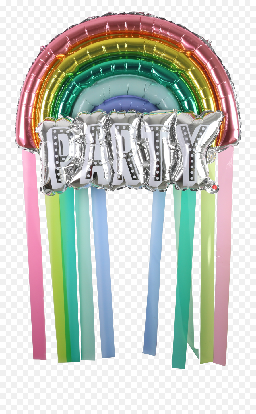 Large Foil Rainbow Balloon With - Event Png,Streamers Transparent