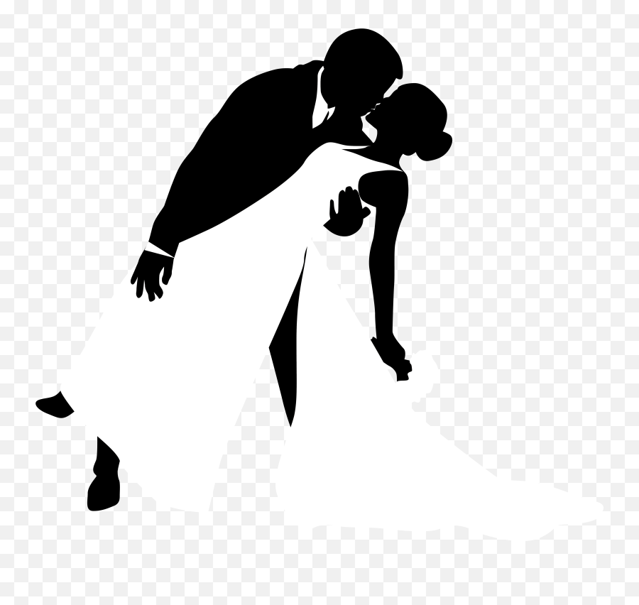Kissing Bridal Silhouettes Png Clip Art - Bride And Groom Silhouette Dancing,Kissing Png