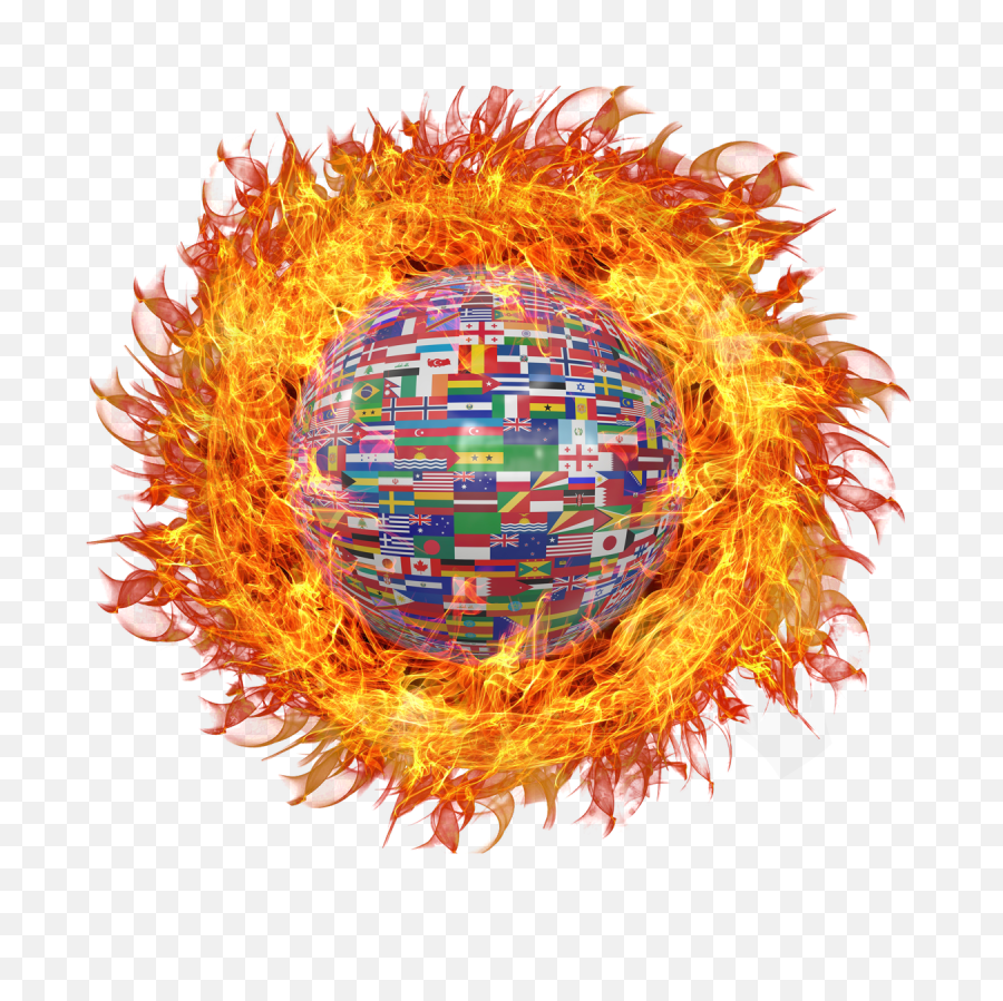 Globe With World Flags Png Blue Flame
