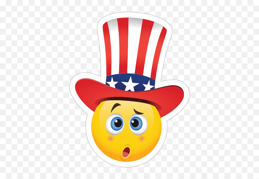 Cute Confused Patriot Emoji Sticker - Uncle Sam Smiley Face Png,Confused Emoji Png
