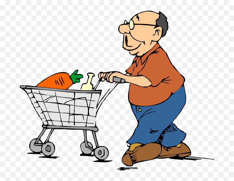 Men Clipart Grocery Shopping - Pushing Shopping Cart Png Clipart,People Shopping Png