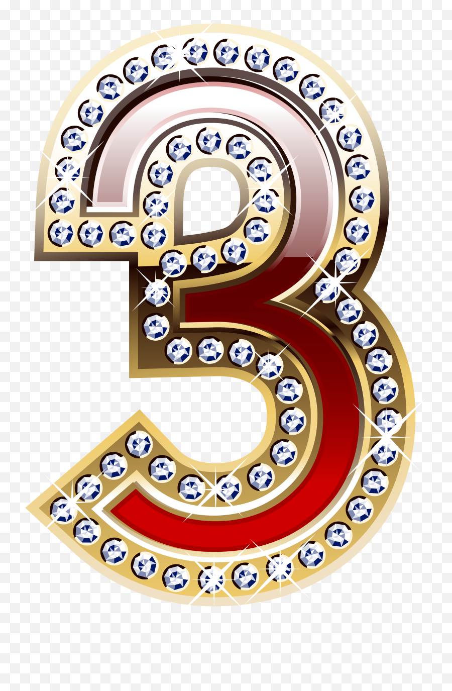 Number 3 Clipart Full Page Transparent - Gold Red Number Three Png,Gold Numbers Png