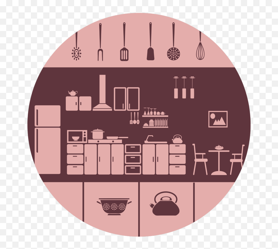 Kitchen Icons Round Picture 40 Cm - Kitchen Icon Pink Png,Kitchen Icon