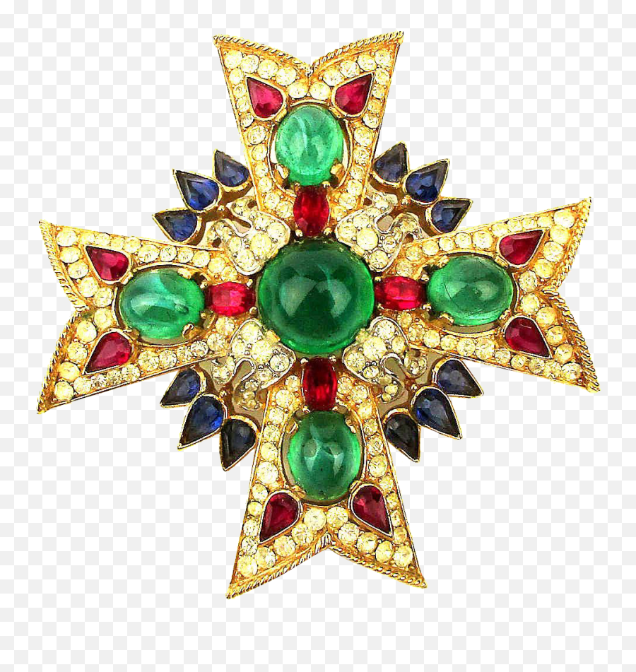 Download Crown Trifari Jewels Of India Maltese Cross Pin - Bp Logo Png,Jewels Png
