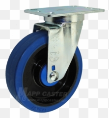 5 X 1 - 14 Blue Elastic Rubber wheel Swivel Caster 350 Lbs Capacity Synthetic png