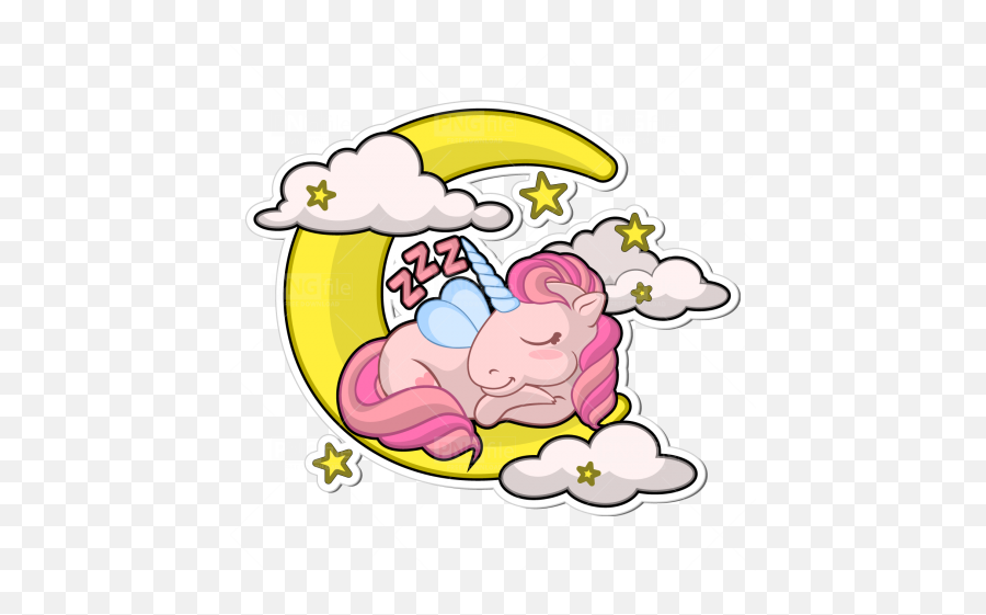 Sleeping Unicorn With Moon Png Sticker - Photo 421 Sleeping On Moon Png,Sleeping Png