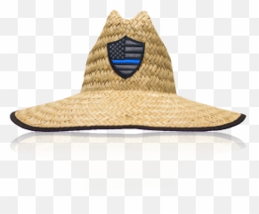 Sa Straw Hat Thin Blue Line American Flag Shield - Straw Hat With American Flag Under Brim Png,Thin Blue Line Png