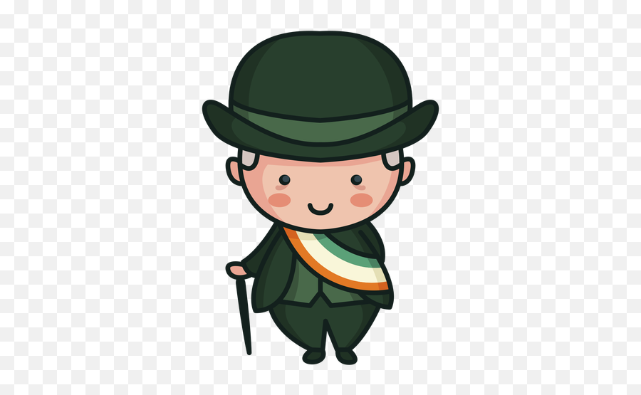 Irish Character Cute Man Tri Color Flag - Transparent Png Illustration,Irish Png