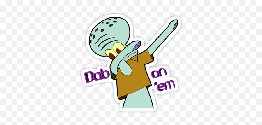 Background Dabbing Squidward Stickers - Really Red Bubble Sticker Png,Squidward Dab Png