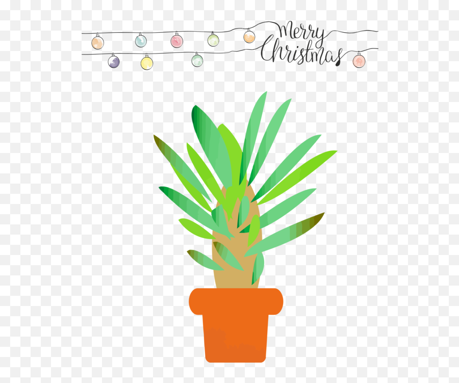Christmas Flowerpot Houseplant Plant - Kaktus Kartun Png,Merry Christmas Transparent