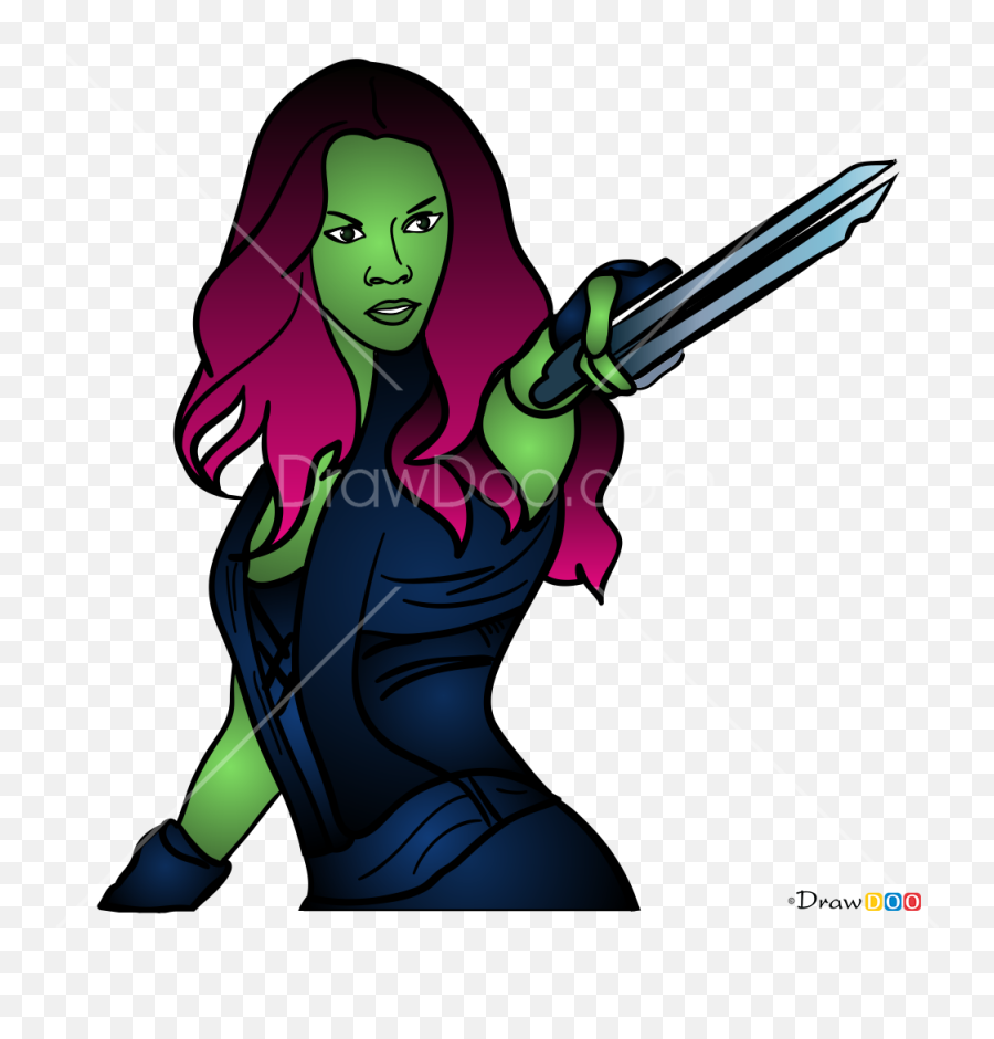 How To Draw Gamora Galaxy Guardians - Draw Guardians Of The Galaxy Gamora Png,Gamora Png