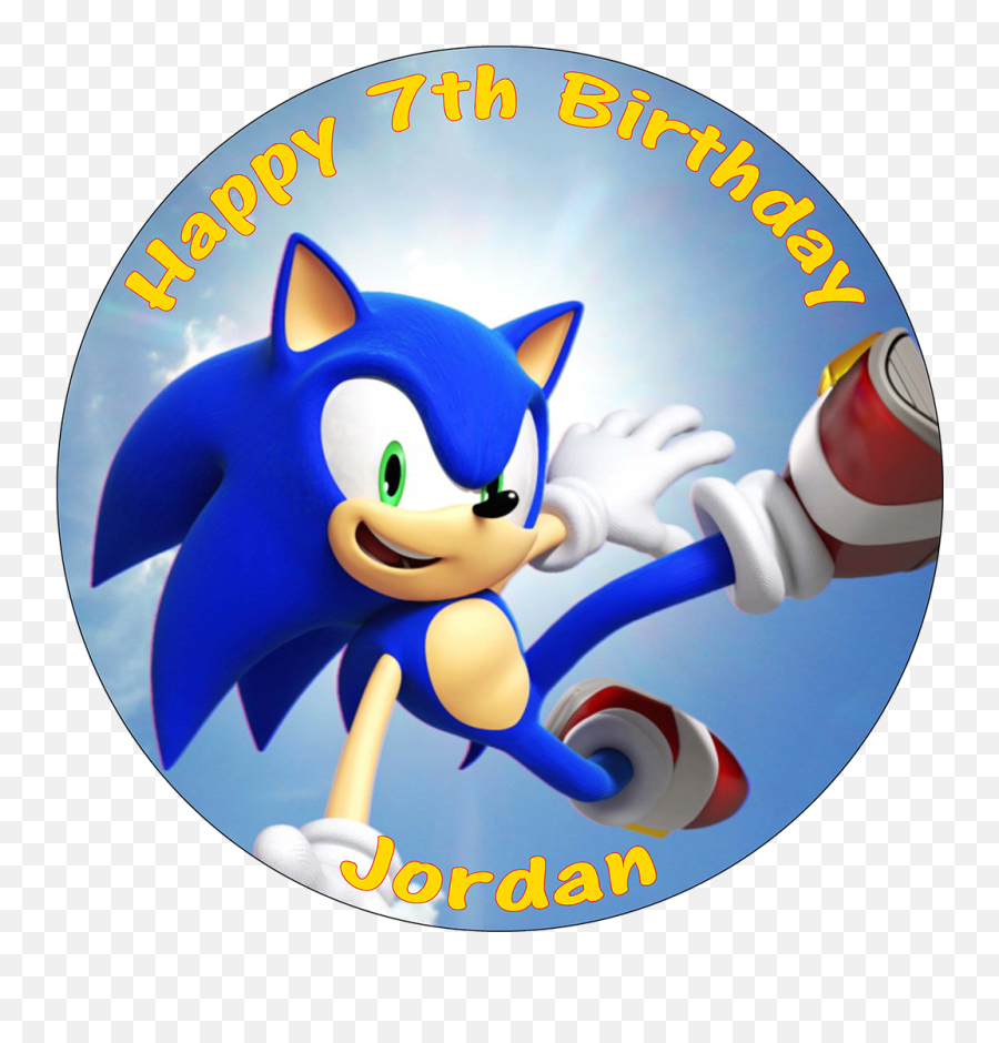 Sonic The Hedgehog Personalised Edible Round Birthday Cake Topper Png Transparent