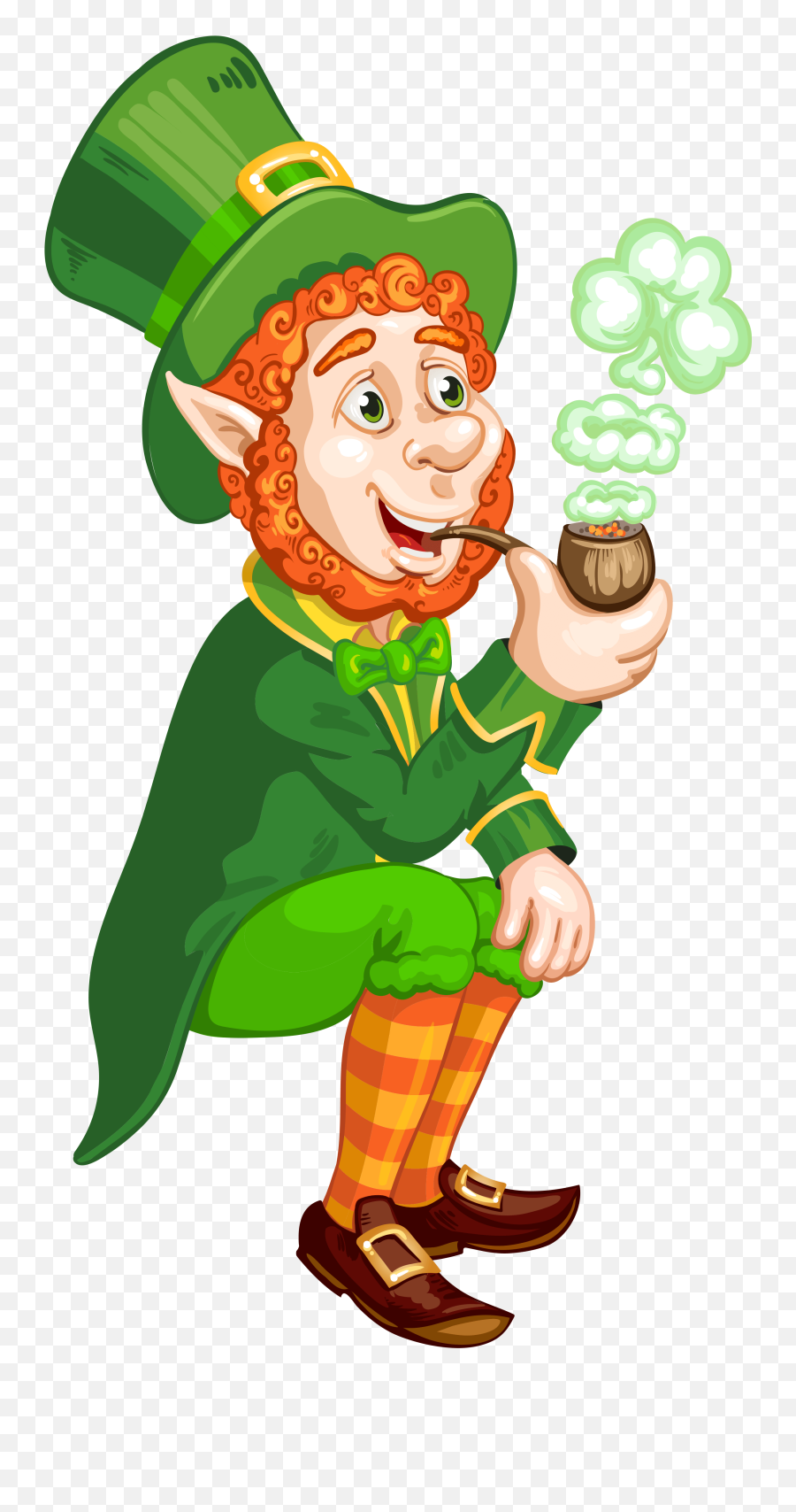 St Patrick Day Transparent Leprechaun With Pipe Png Picture - St Day Leprechaun,St Patrick Day Png