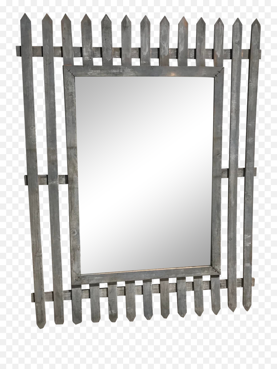 Unique Vintage Picket Fence Style Framed Mirror - Solid Png,White Fence Png