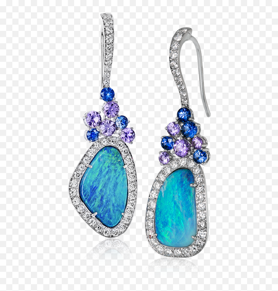 Boulder - Diamond Australian Opal Earrings Png,Diamond Earrings Png