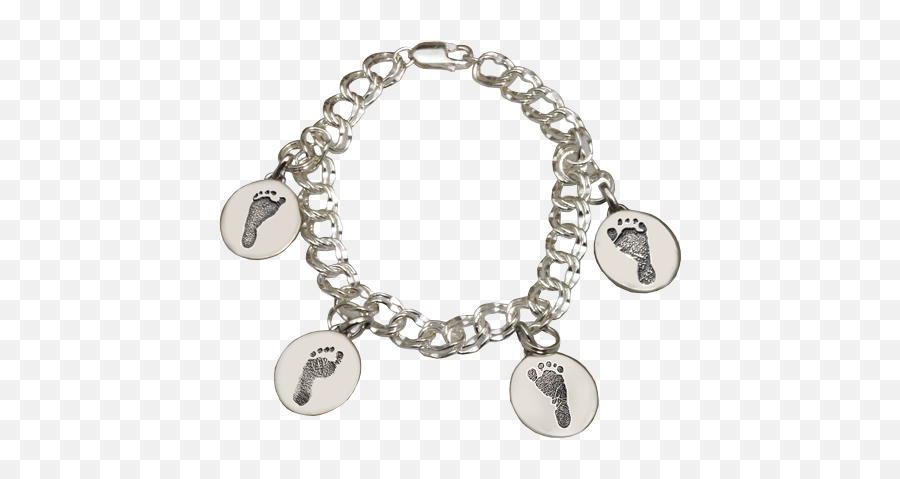 Download Charm Bracelet With 4 Unique Footprints - Baby Solid Png,Baby Footprint Png