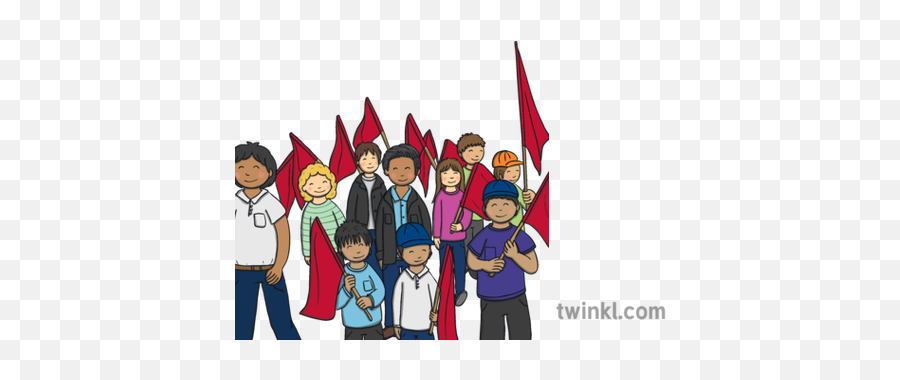 Cesar Chavez March Strike Crowd People Ks1 Illustration - Twinkl Social Group Png,Crowd Of People Png