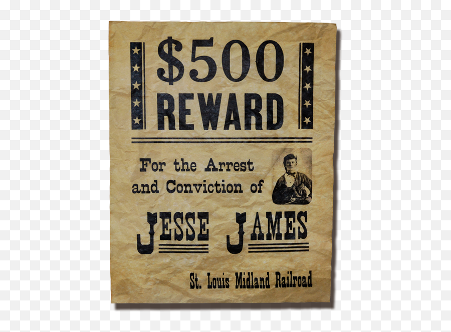 Jesse James Wanted Poster High Quality - Poster Png,Wanted Poster Png