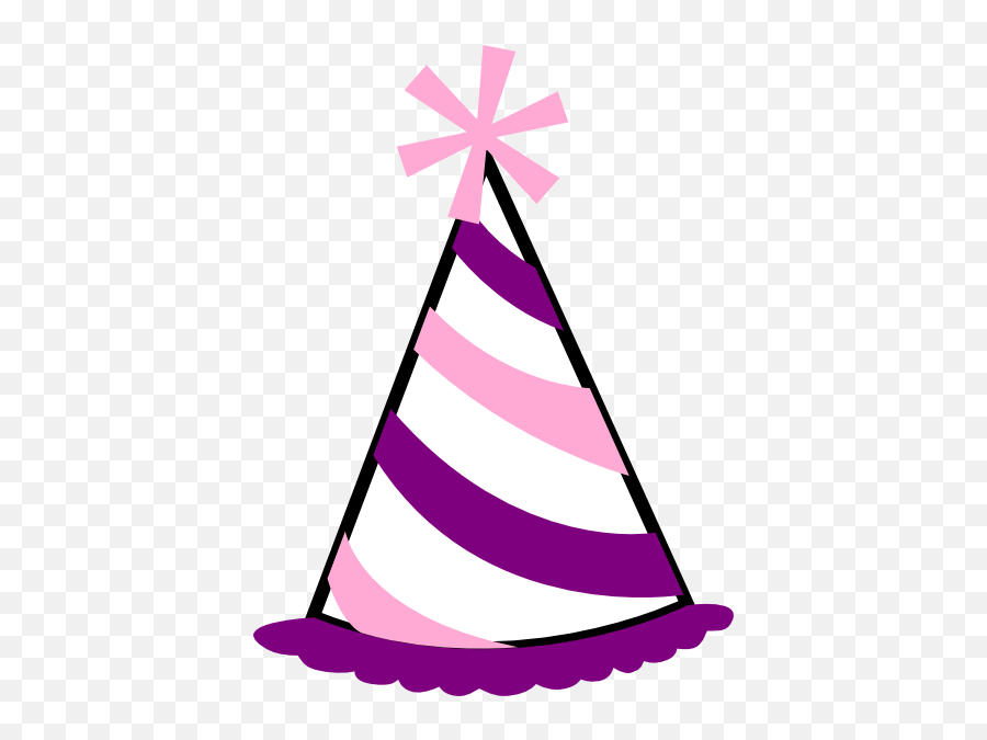 Pink And Purple Party Hat Clip Art - Vector Clip Art Birthday Hats Png,Birthday Cake Clipart Transparent Background
