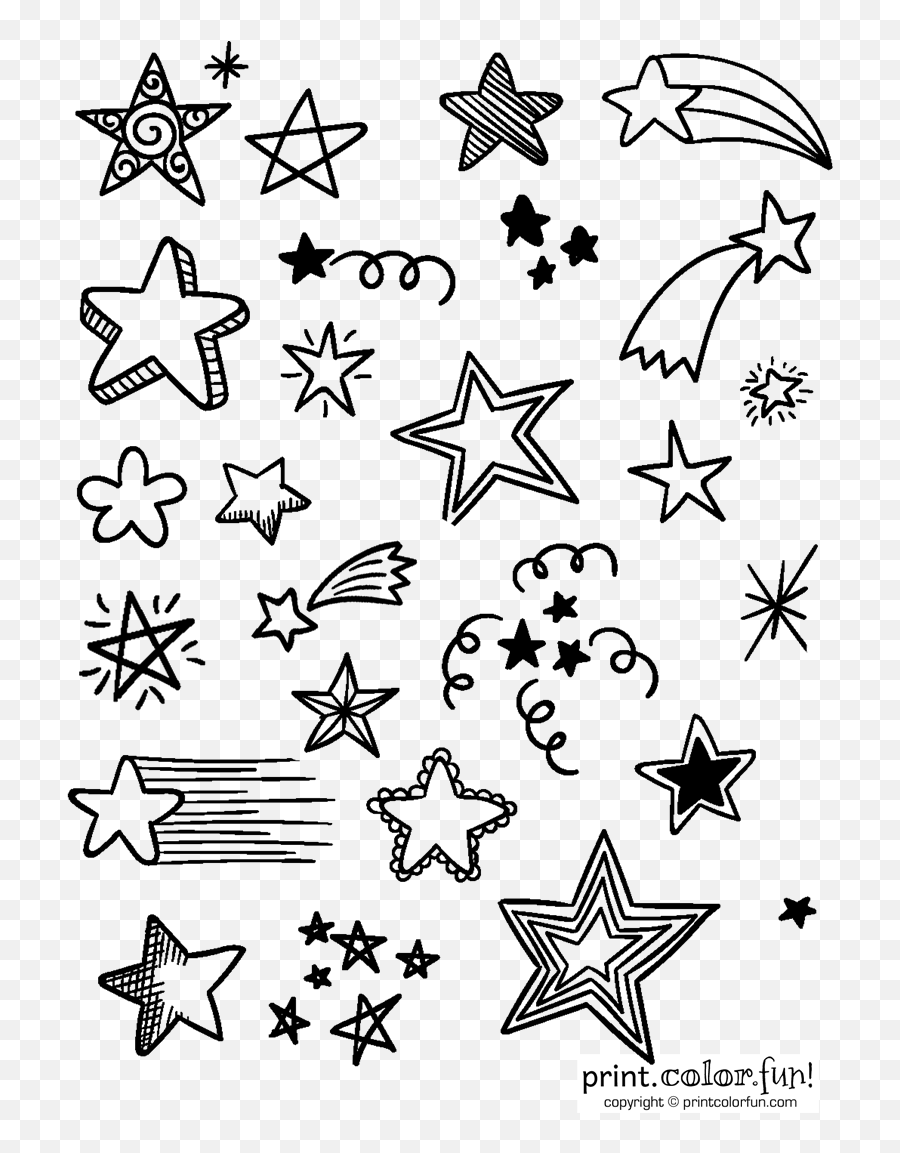 Sketchy Stars Vector Png Image - Stars To Colour And Print,Stars Vector Png