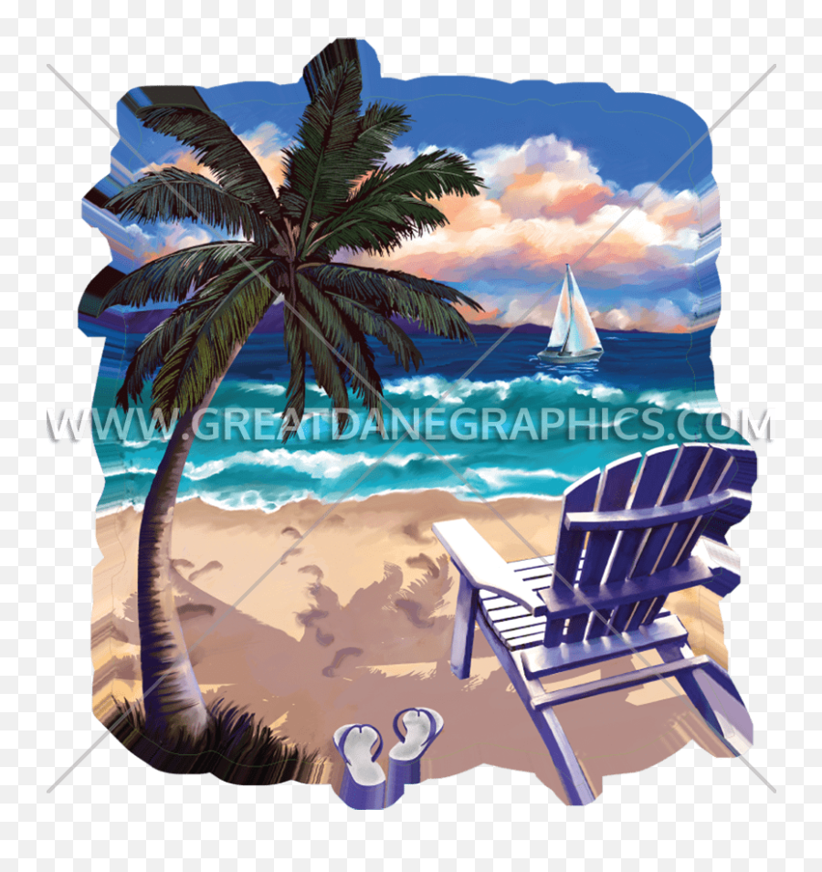 Beach Chair U0026 Flip Flops Production Ready Artwork For T - Sunlounger Png,Flip Flops Transparent Background