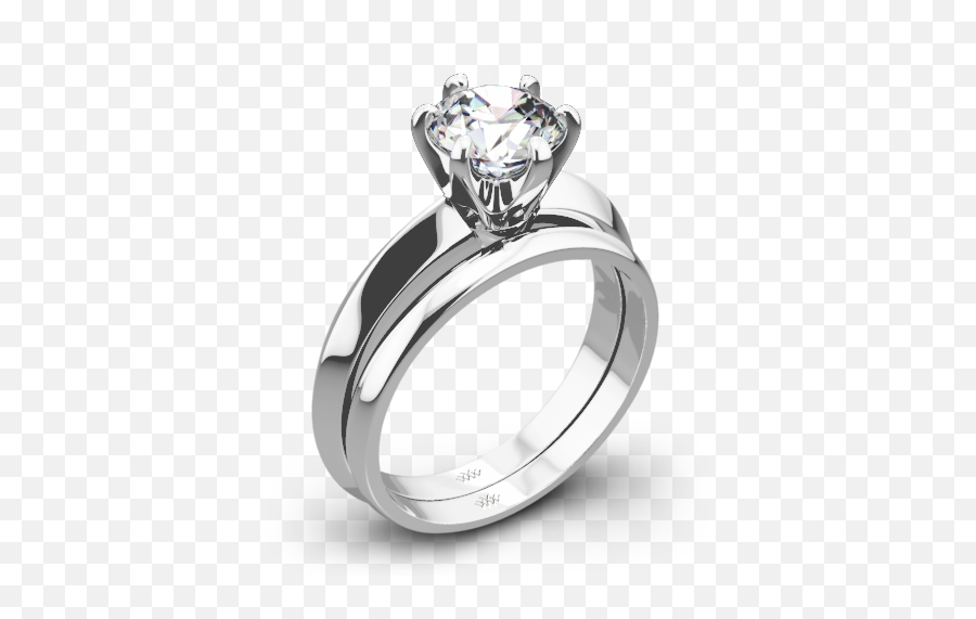 18k White Gold Knife - Edge Solitaire Wedding Set Open Knife Edge Ring Png,Halo Ring Png