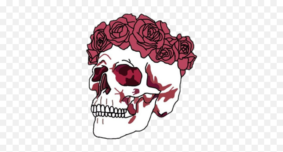 Red Roses Crown Outline Transparent Png - Skull With Flower Crown,Crown Outline Png