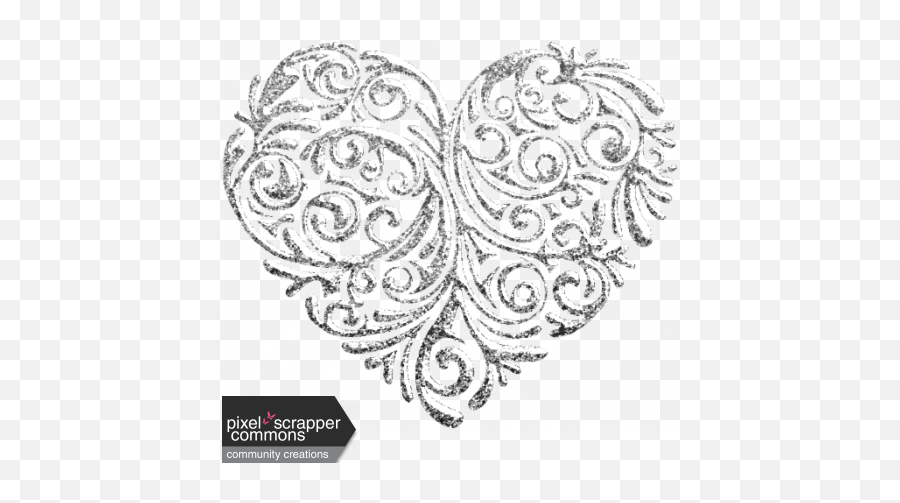 Silver Filigree Heart Graphic - Transparent Silver Filigree Png,Silver Heart Png