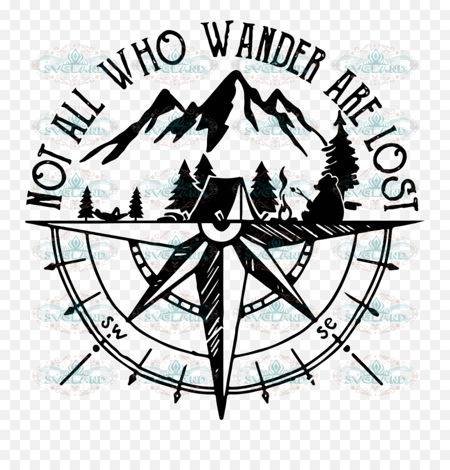 Not All Who Wander Are Lost Svg Camping Tent Mountain Icon - Compass Vintage Drawing Png,Lost And Found Icon