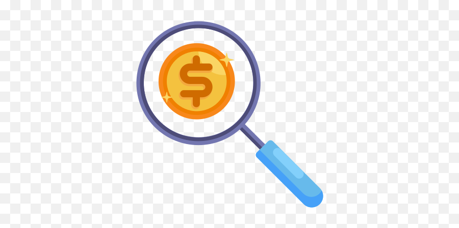 Search Find Locate Money Dollar Coin Currency - Magnifier Png,Search Icon Transparent