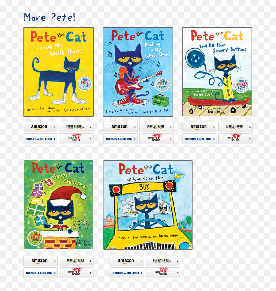 More Pete The Cat Books Kindergarten Preschool - Cartoon Png,Pete The Cat Png