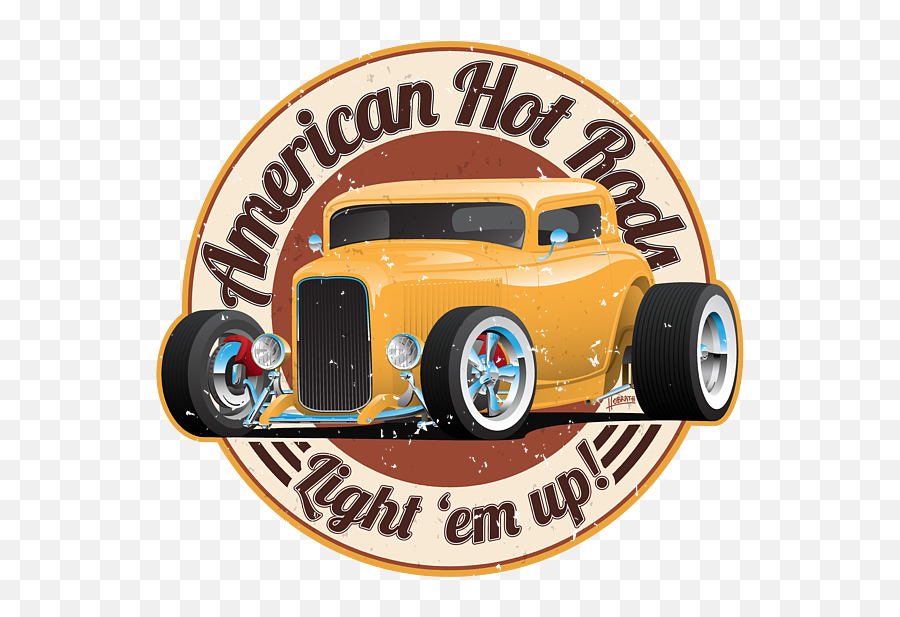 American Hot Rods Light U0027em Up Vintage Car Illustration Throw Pillow - Automotive Paint Png,Vintage Hotrod Icon