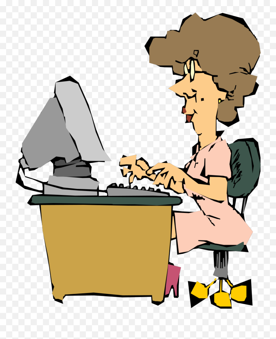 Woman Using A Computer Png Svg Clip Art For Web - Download Png Computer Image Gif,Computer Clipart Png